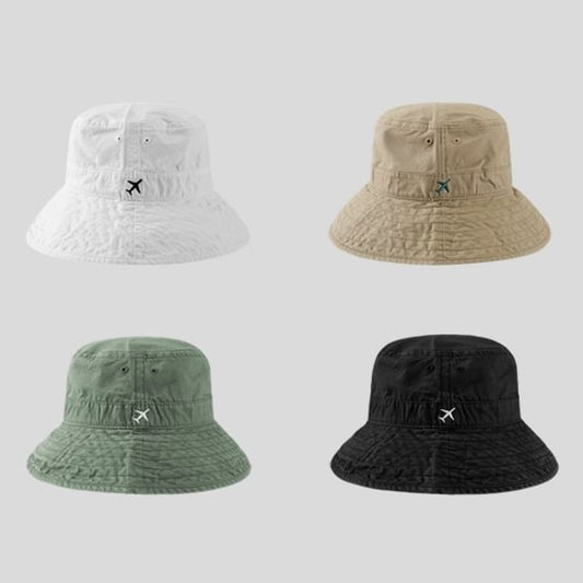 Plane Bucket Embroidered Hat