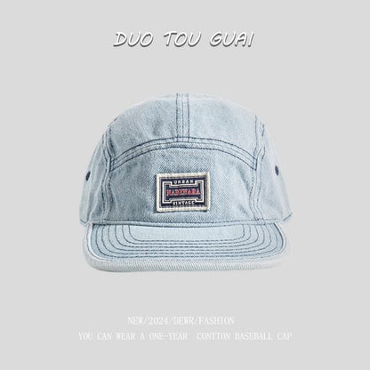 Denim Applique Washed Baseball Cap