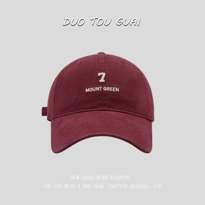 Number Embroidered Cap Baseball