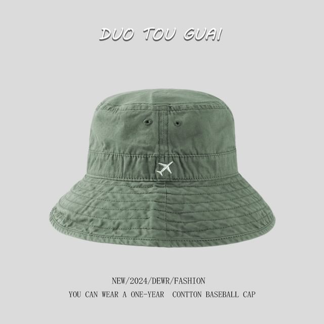 Plane Bucket Embroidered Hat