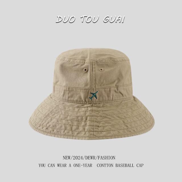 Plane Bucket Embroidered Hat