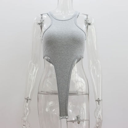 Top Neck Sleeveless Bodysuit Plain Crew