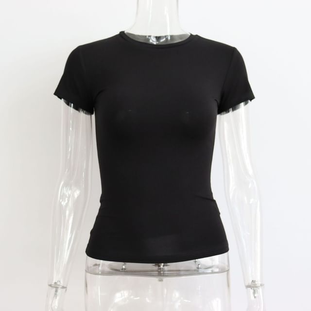 Plain T-Shirt Short-Sleeve Neck Round
