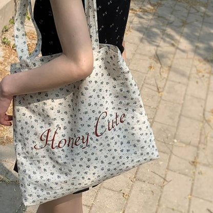 Floral Lettering Shopper Bag