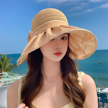 Ruched Panel Bow Hat Sun