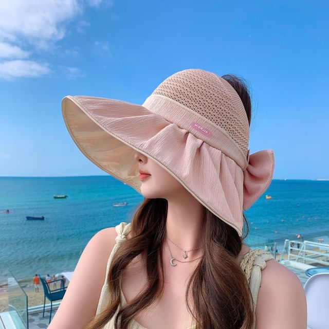 Ruched Panel Bow Hat Sun