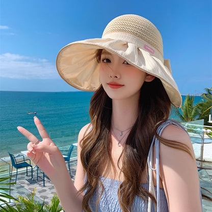 Ruched Panel Bow Hat Sun