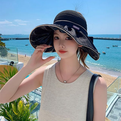 Ruched Panel Bow Hat Sun