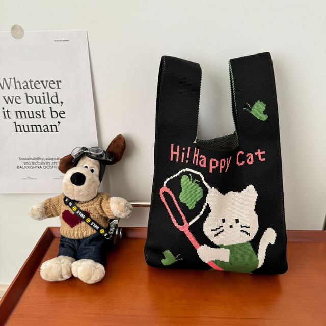 Cat Bag Knit Tote