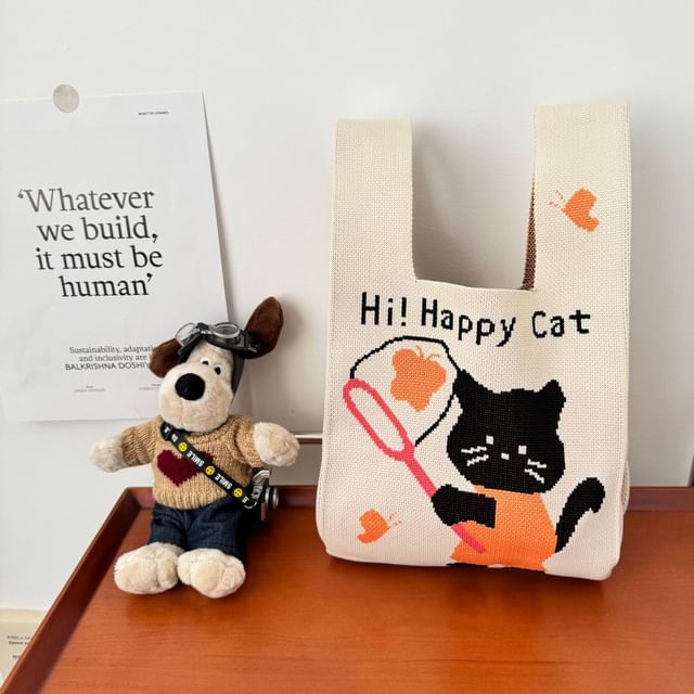Cat Bag Knit Tote