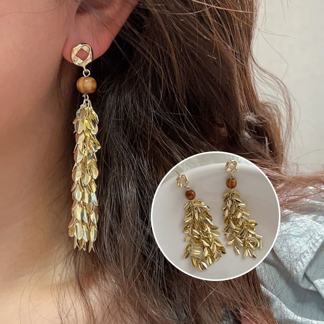 Earring Chandelier Alloy Wheat