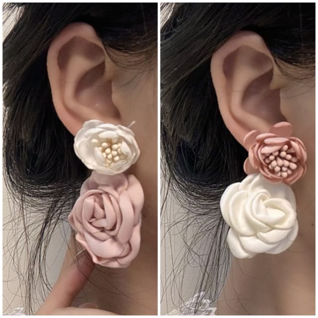 Fabric Floral Drop Earring