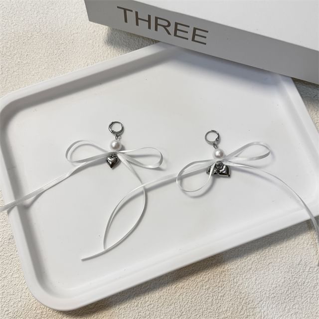 Ribbon Earring Pearl (Various / Drop Faux Designs)