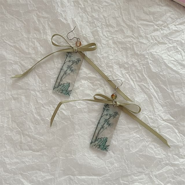 Bamboo Drop Acrylic Ribbon Earring