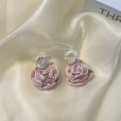 Fabric Floral Drop Earring