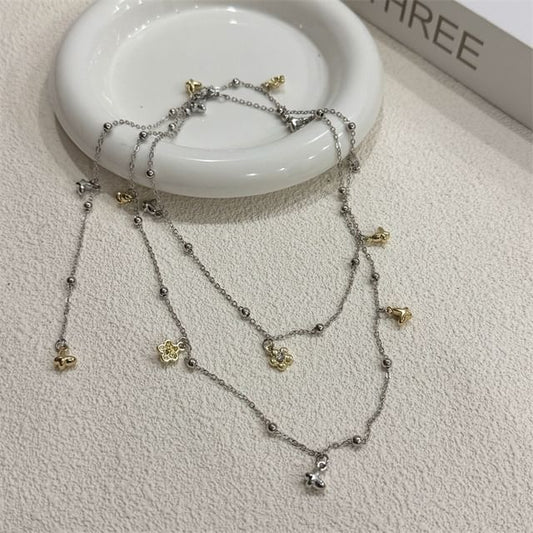 / Choker Heart Pendant Floral Alloy