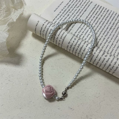 Floral Pearl Faux Necklace