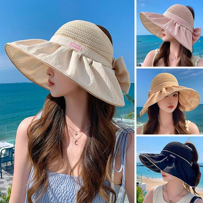 Ruched Panel Bow Hat Sun