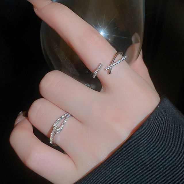 Open Ring Designs) Alloy (Various Rhinestone