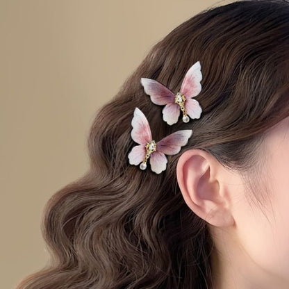 Alloy Rhinestone Butterfly Hair Clip