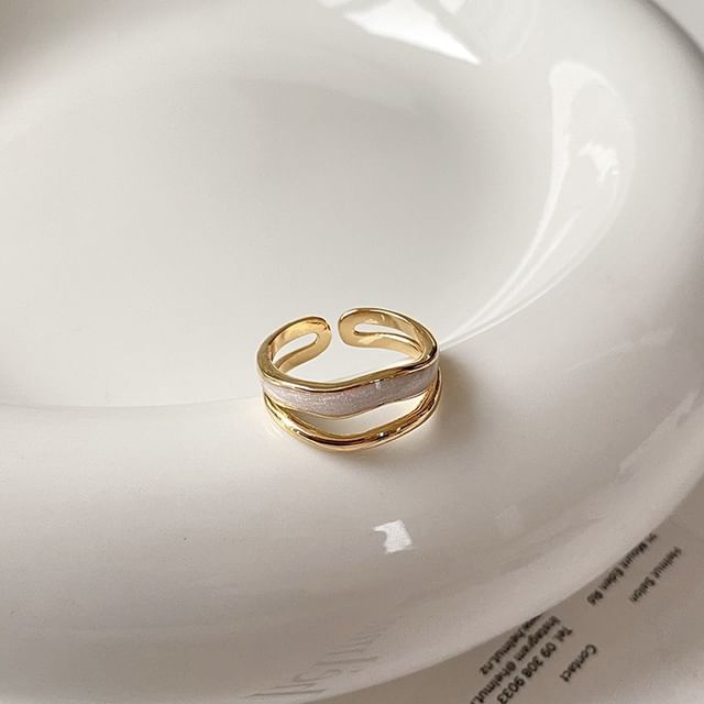 Ring Open Layered / Rhinestone Alloy Glaze