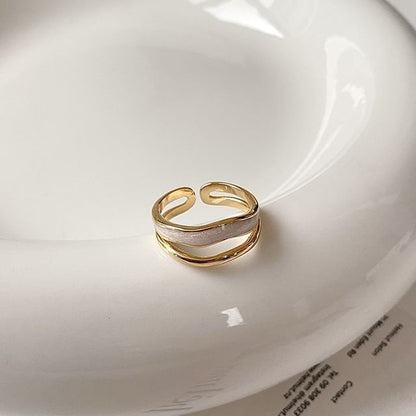 Ring Open Layered / Rhinestone Alloy Glaze