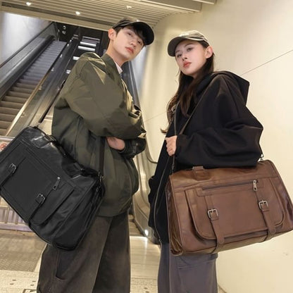 Faux Plain Bag Leather Carryall