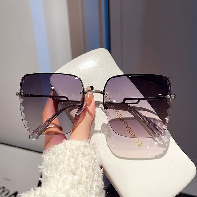 Sunglasses Cut Diamond Half Frame Square