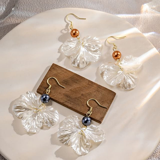 Boucles d'oreilles pendantes en fausse perle et coquillage