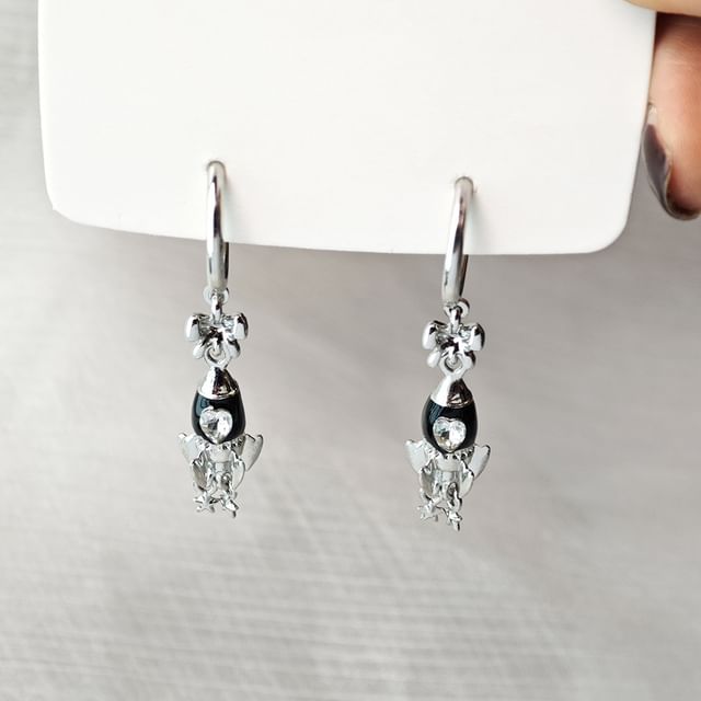 Rhinestone Rocket Hoop Drop Earring