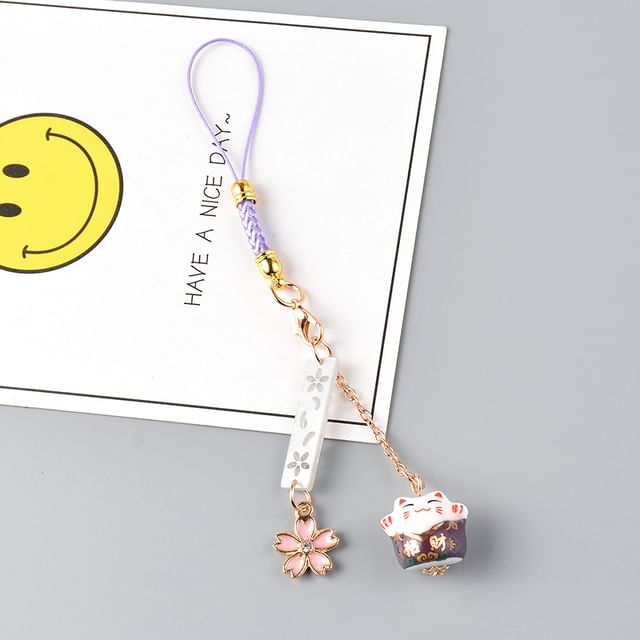 Lucky Cat Sakura Phone Charm