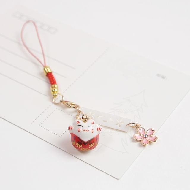 Lucky Cat Sakura Phone Charm