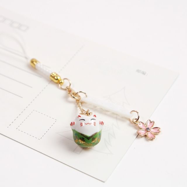 Lucky Cat Sakura Phone Charm