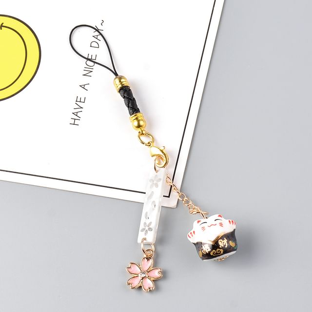 Lucky Cat Sakura Phone Charm