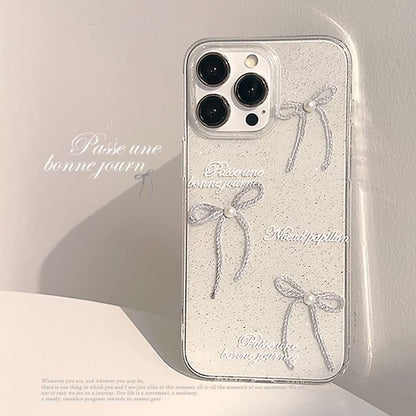 Phone Pearl Case Bow Faux