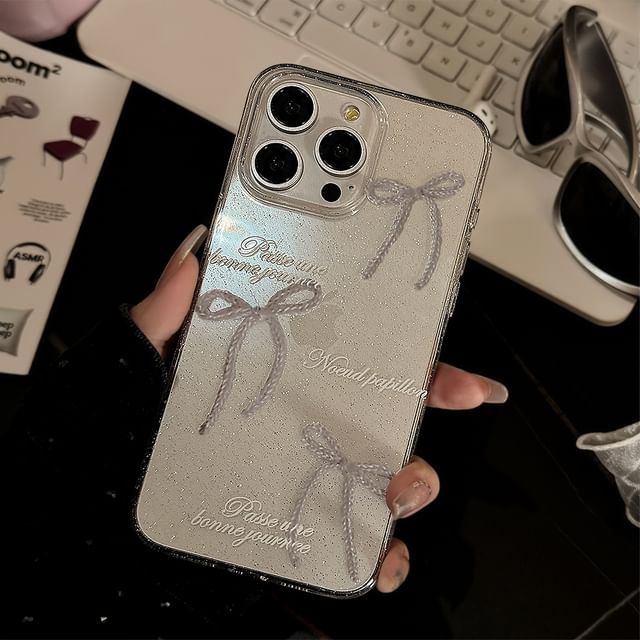 Phone Pearl Case Bow Faux