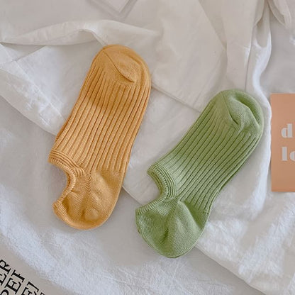 Plain Ribbed No Show Socks Set