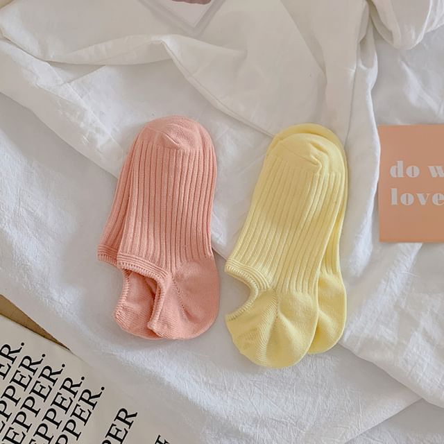 Plain Ribbed No Show Socks Set