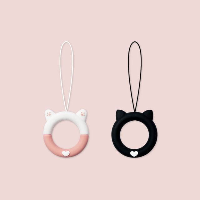 Charm/set de téléphone en silicone en forme de chat