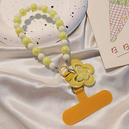 Dragonne de téléphone en perles papillon avec coussinet de lanière