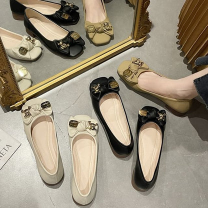 Toe Bow Accent Flats Square