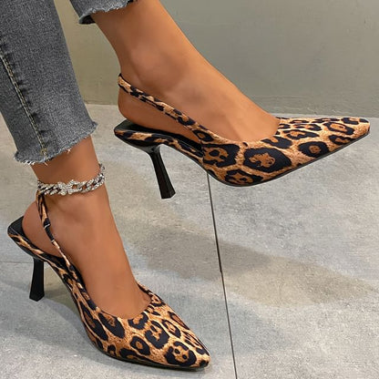 Leopard Print Slingback Kitten Heel Mules