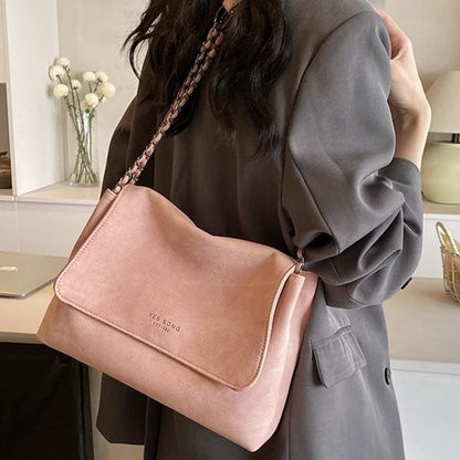 Bag Strap Flap Tote Leather Lettering Chain Faux