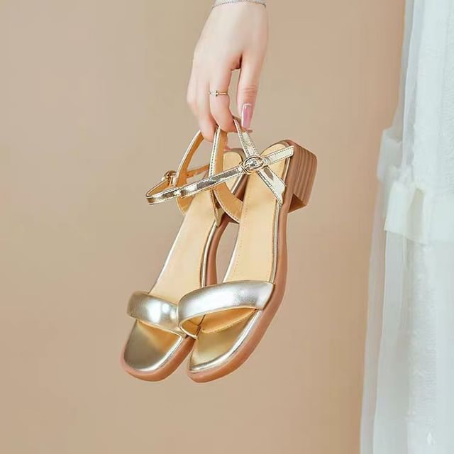 Faux Metallic Leather Sandals