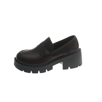 Platform Faux Loafers Leather