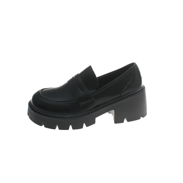 Platform Faux Loafers Leather