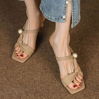 Plain High Waist Sandals Slide