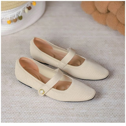 Plain Fabric Mary Jane Flats