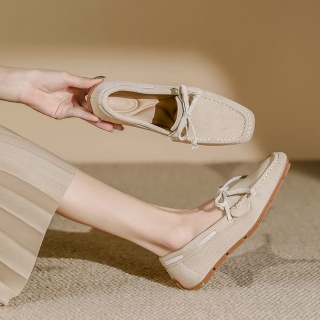 Fabric Loafers Bow