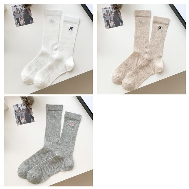 Ribbon Embroidery Socks Set